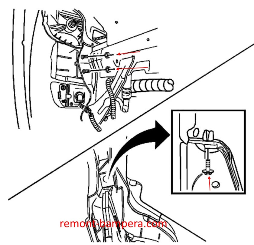 Схема крепления переднего бампера Chevrolet Aveo (2002-2011) 