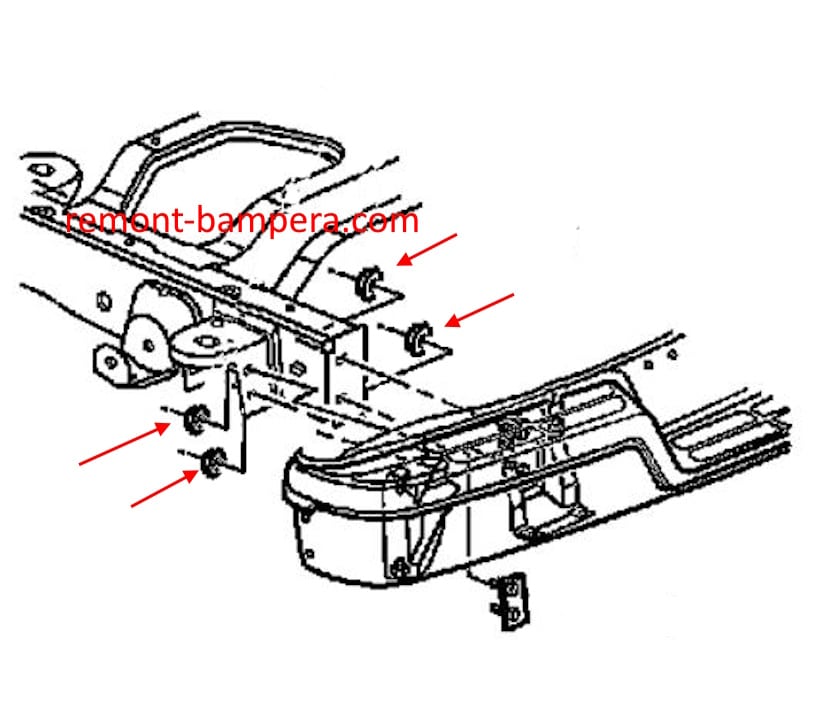 Chevrolet Express rear bumper mounting diagram (2003-2024)