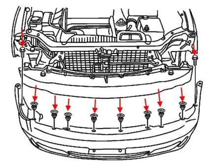 front bumper mounting scheme Chevrolet Epica (2003-2006)