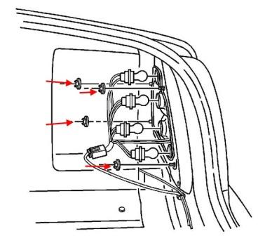 tail lights mounting scheme Chevrolet Epica (2003-2006)