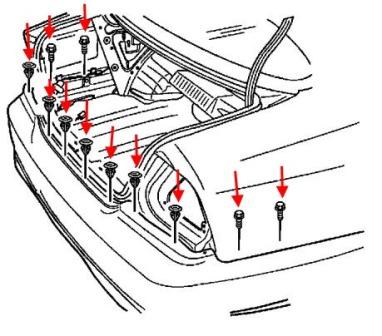 rear bumper mounting scheme Chevrolet Epica (2003-2006)