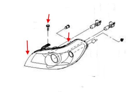схема крепления фары Chevrolet Epica (после 2006 года)