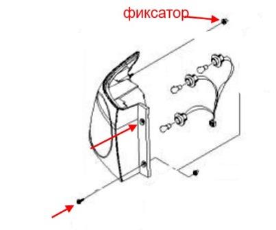 схема крепления заднего фонаря Chevrolet Epica (после 2006 года)