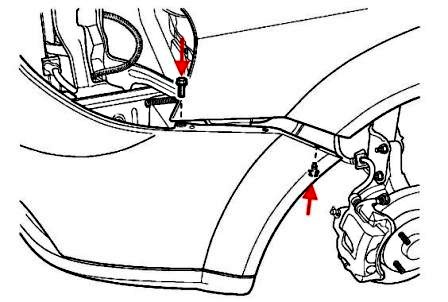 схема крепления переднего бампера Chevrolet Lacetti J200 (Nubira, Optra) (2002-2012)