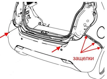 diagram of rear bumper Chevrolet Spark (Matiz)/ Daewoo Matiz (after 2010)