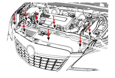 схема крепления переднего бампера Opel Mokka