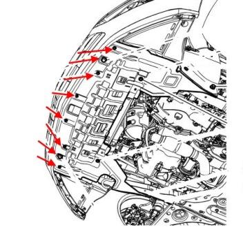 scheme of fastening of front bumper Chevrolet Tracker/Trax (after 2013)