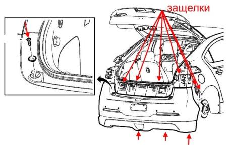 схема крепления заднего бампера Chevrolet Volt