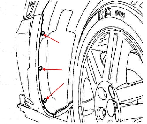 Front bumper mounting scheme Chrysler 300C I (2004-2010)