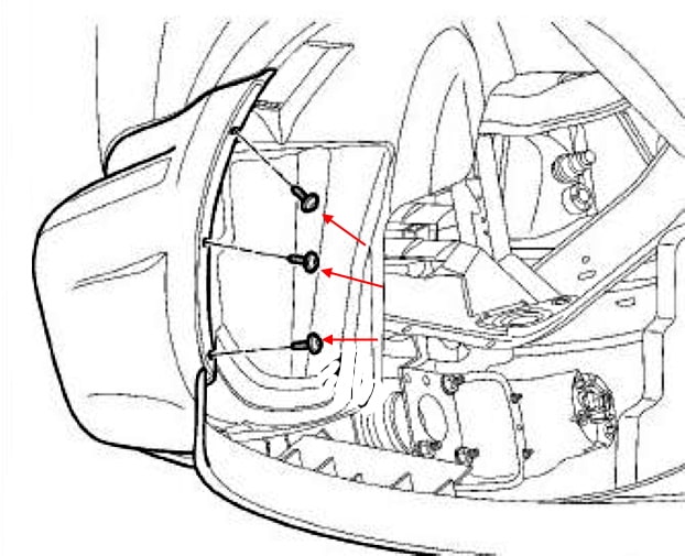 Chrysler Aspen Front Bumper Mounting Diagram (2007-2009)