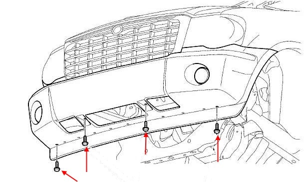 Chrysler Aspen Front Bumper Mounting Diagram (2007-2009)