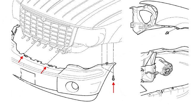 Chrysler Aspen Front Bumper Mounting Diagram (2007-2009)