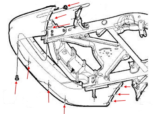 Chrysler Aspen rear bumper mounting scheme (2007-2009)