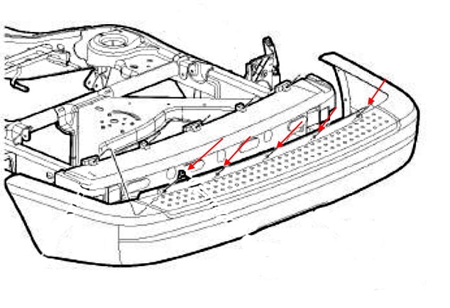 Chrysler Aspen rear bumper mounting scheme (2007-2009)