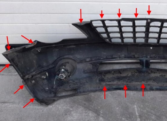 Chrysler Pacifica CS I (2003-2008) front bumper attachment points