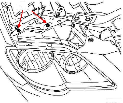 Chrysler Pacifica CS I headlight mounting scheme (2003-2008)