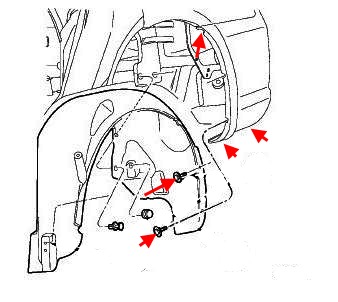 the scheme of fastening the rear bumper of the Chrysler 200 I (Lancia Flavia) (2010-2014)