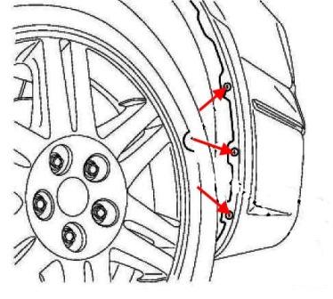 the scheme of fastening the rear bumper of the Chrysler 300C (2004-2010)