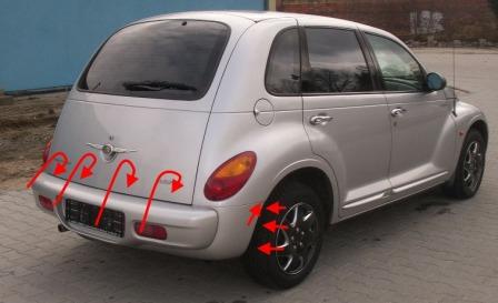 the attachment of the rear bumper Chrysler PT Cruiser