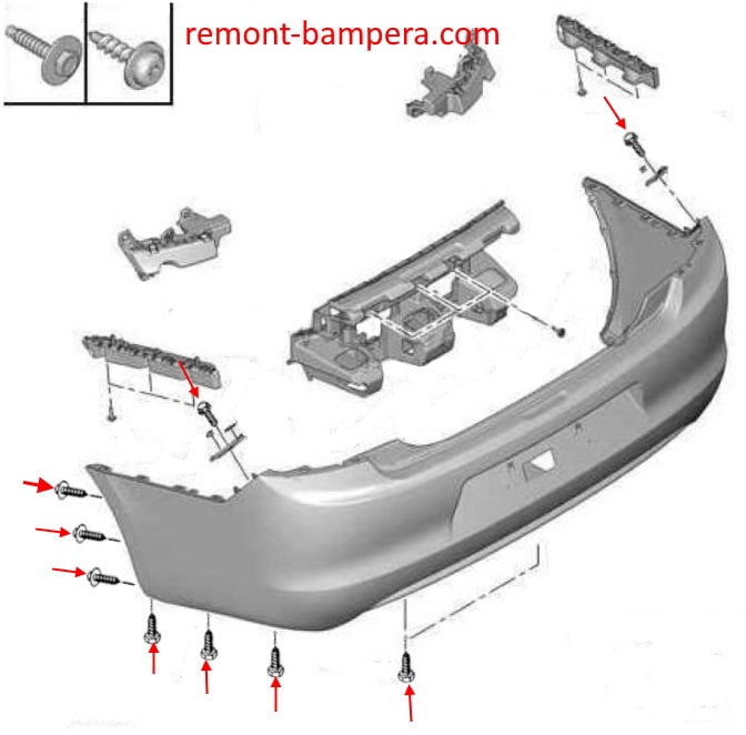 Mounting scheme rear Citroen C-Elysee (2012-2023)