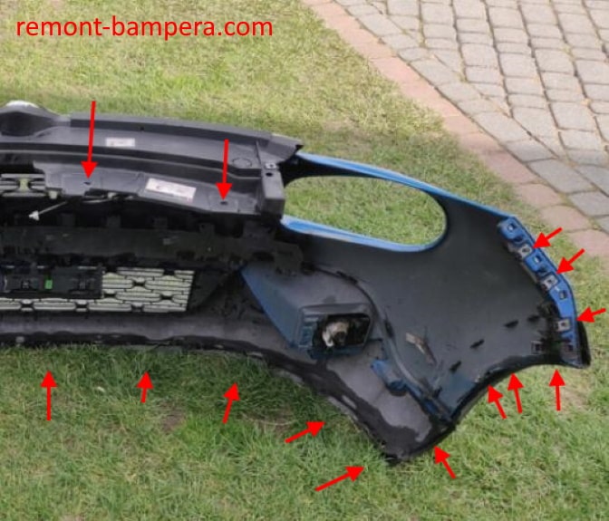 front bumper attachment points Citroen C3 (SX/SY) III (2016-2023)