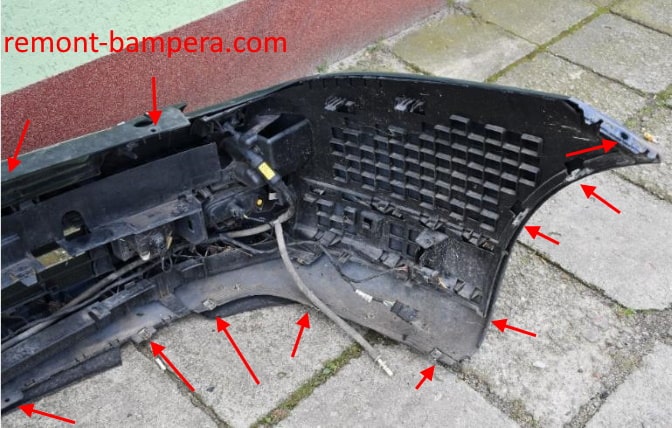 attachment points of the front bumper Citroen C6