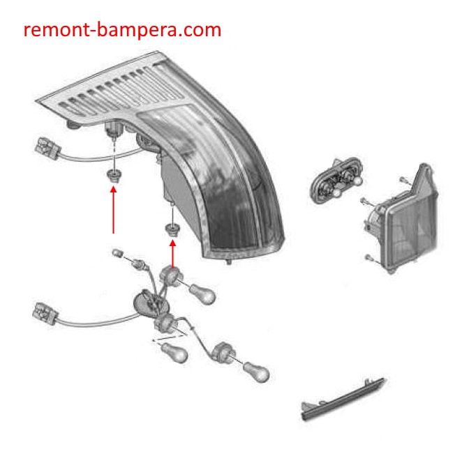 Citroen C6 rear light mounting scheme