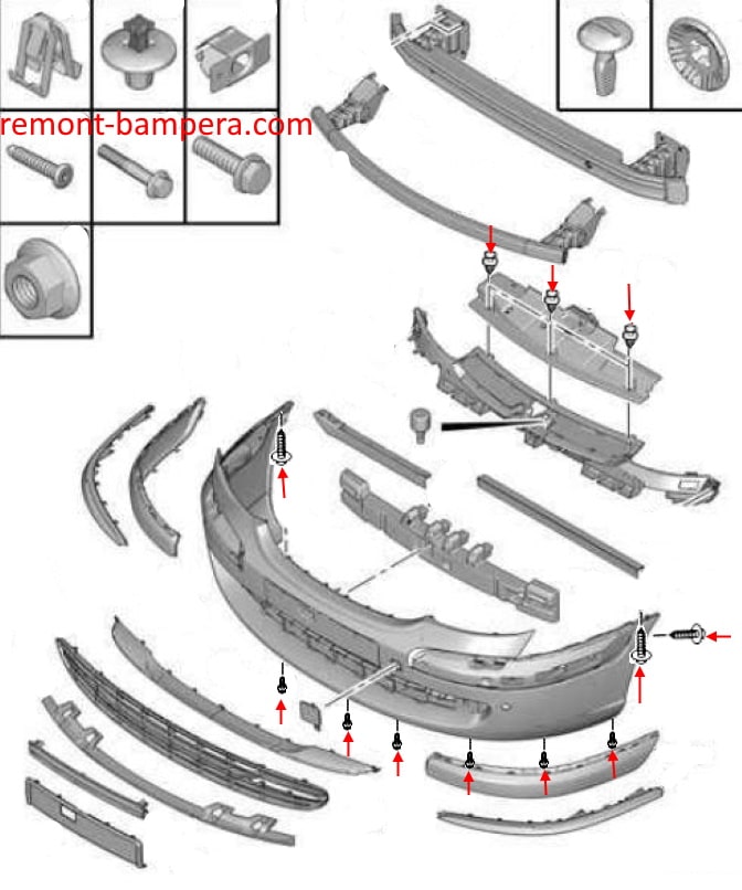 Front bumper mounting scheme Citroen C8 (2002-2014)