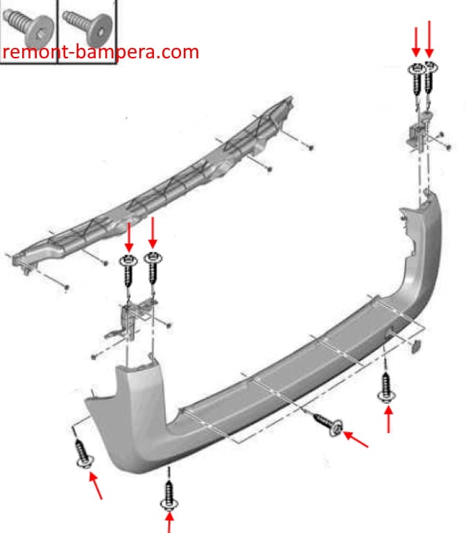 Schema montaggio paraurti posteriore Citroen Nemo (2007-2017)