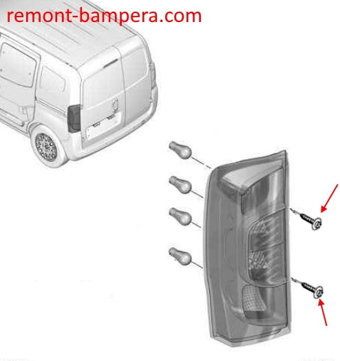 Schema attacco faro posteriore Citroen Nemo (2007-2017)