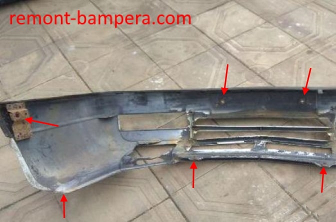 attachment points of the front bumper Citroen XM (1994-2000)