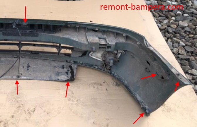 attachment points of the front bumper Citroen Xsara (1997-2000)