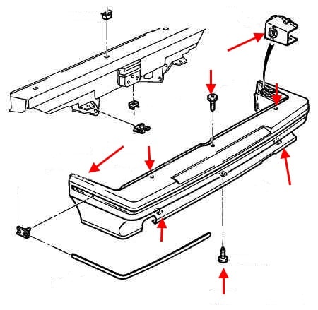 diagram of rear bumper Citroen BX