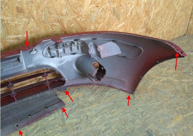 the attachment of the front bumper Citroen C3 (2002-2010)