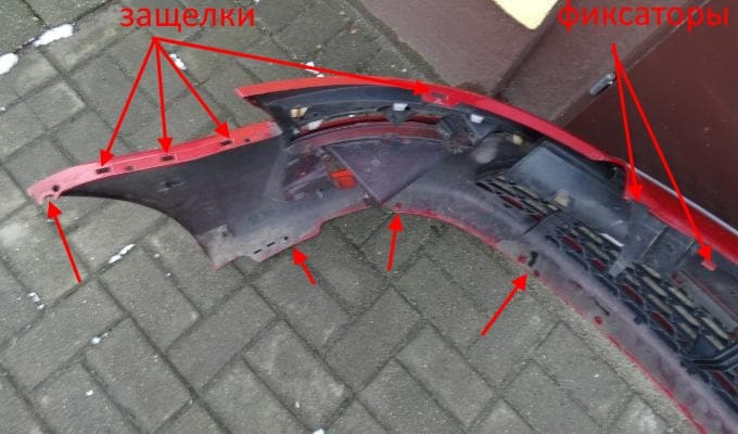 the attachment of the front bumper Citroen C4 Picasso (2006-2013)