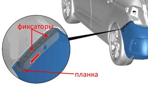 diagram of rear bumper Citroen C4 II (after 2010)