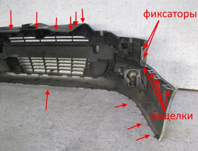 diagram of front bumper Citroen C5 (X7) (2007-2017)