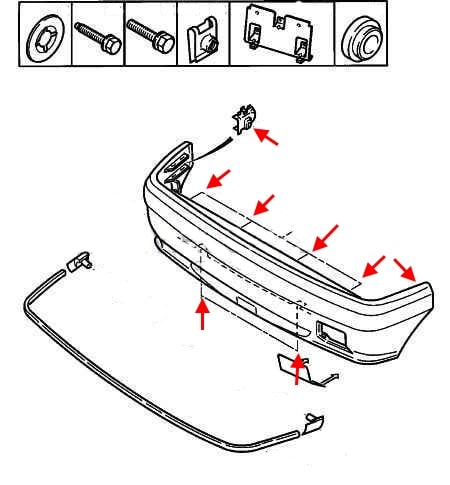 Diagram of rear bumper Citroen ZX