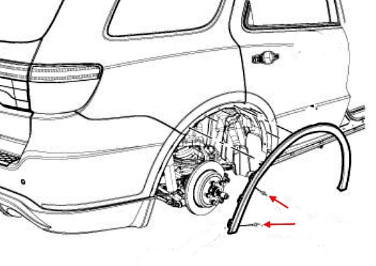 Schéma de montage du pare-chocs arrière Dodge Durango III WD (2014-2022)