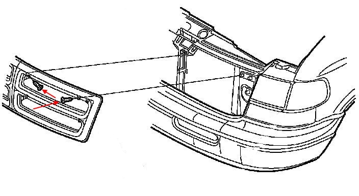 Schéma de montage de la grille de radiateur Dodge Ram Van III (1993-2003)