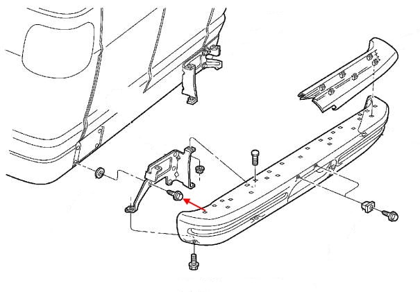 Schéma de montage du pare-chocs arrière Dodge Ram Van III (1993-2003)