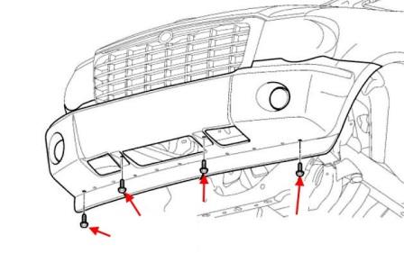 Schéma de montage du pare-chocs avant Dodge Durango (2004-2009)