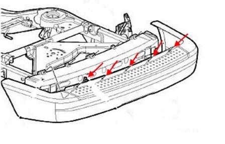 Schéma de montage du pare-chocs arrière Dodge Durango (2004-2009)