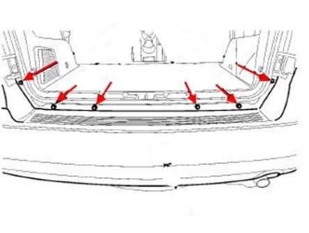 схема крепления заднего бампера Dodge Journey