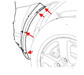 схема крепления заднего бампера Dodge Journey