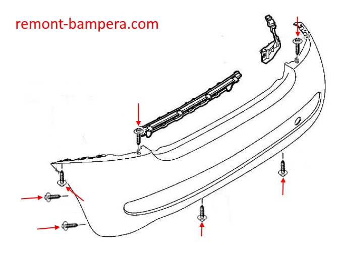 Schema montaggio paraurti posteriore Fiat 500 II (2007-2023)