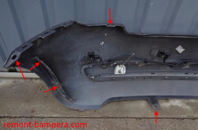 points de fixation du pare-chocs arrière Fiat 500 II (2007-2023)