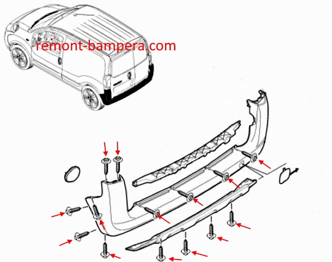 Schema montaggio paraurti posteriore Fiat Fiorino (Qubo) III (2007-2022)