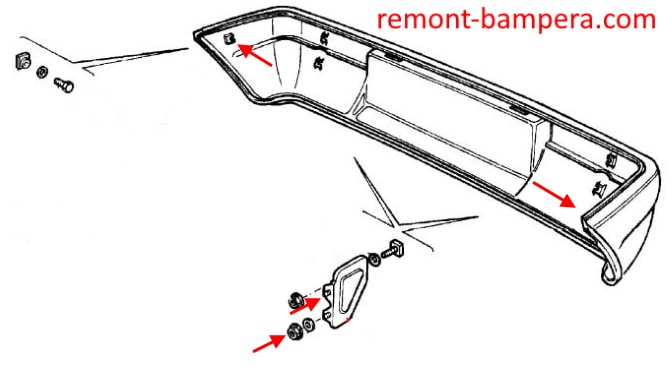 Schema montaggio paraurti posteriore Fiat Panda I (1980-2003)