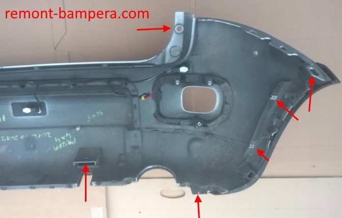 Punti di attacco paraurti posteriore Fiat Panda III (2011-2023)